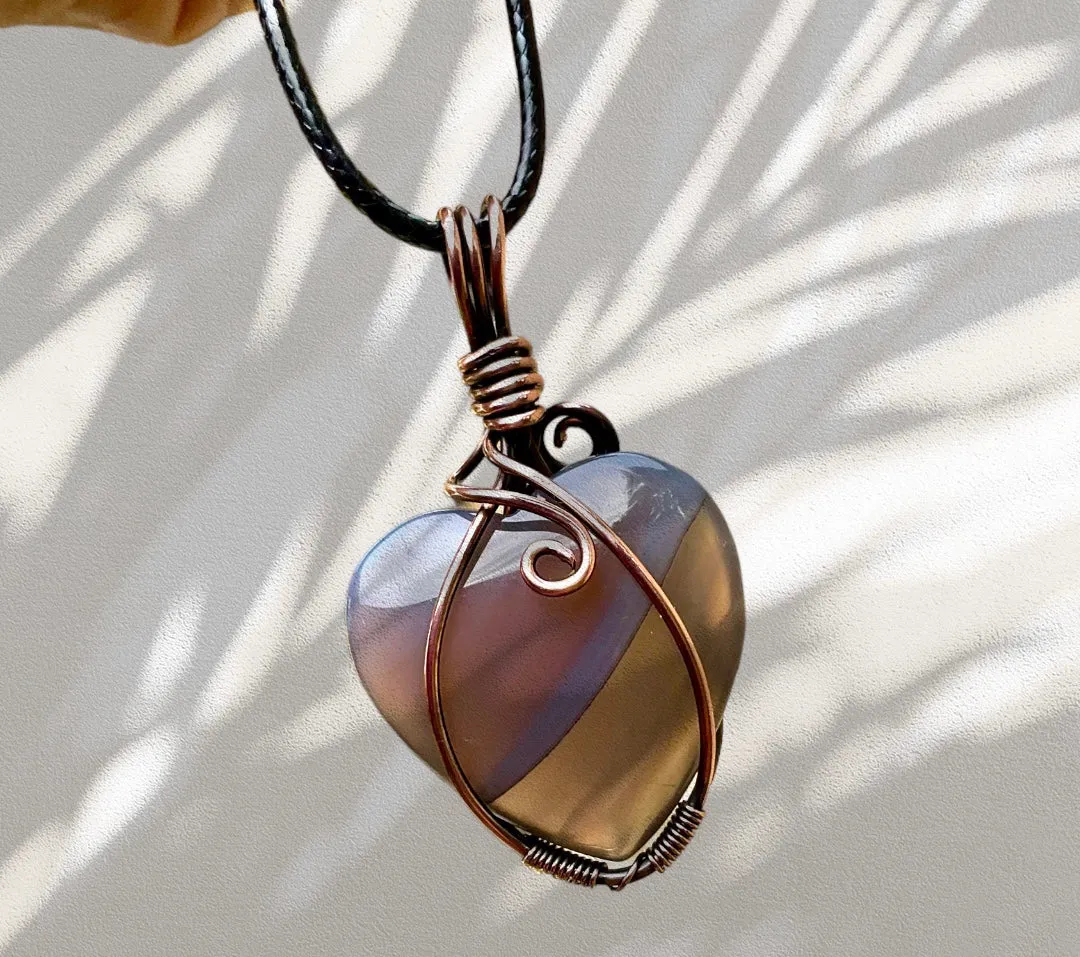 Striped Agate Heart Shaped Pendant