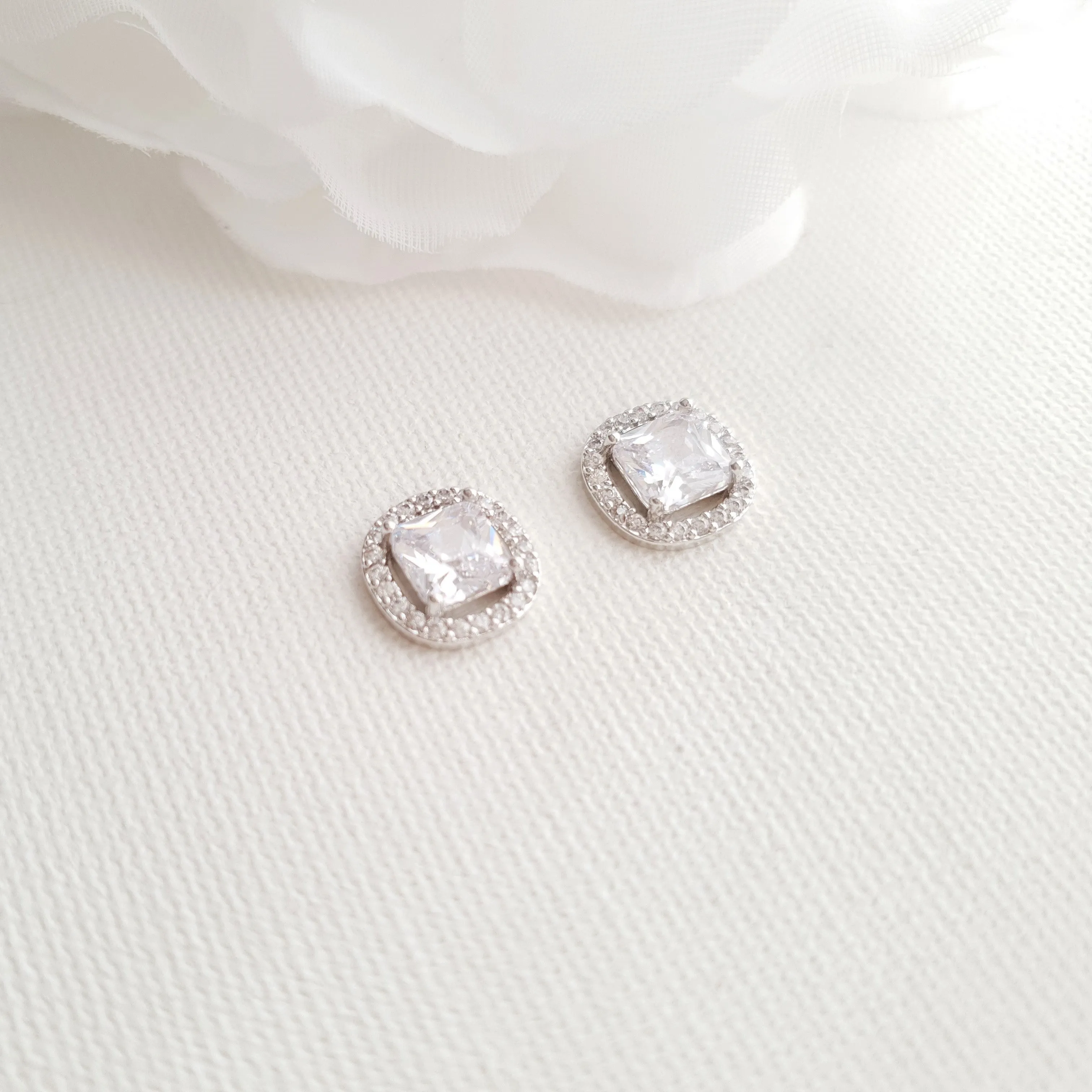 Stud Earrings for Bridesmaids Silver-Piper