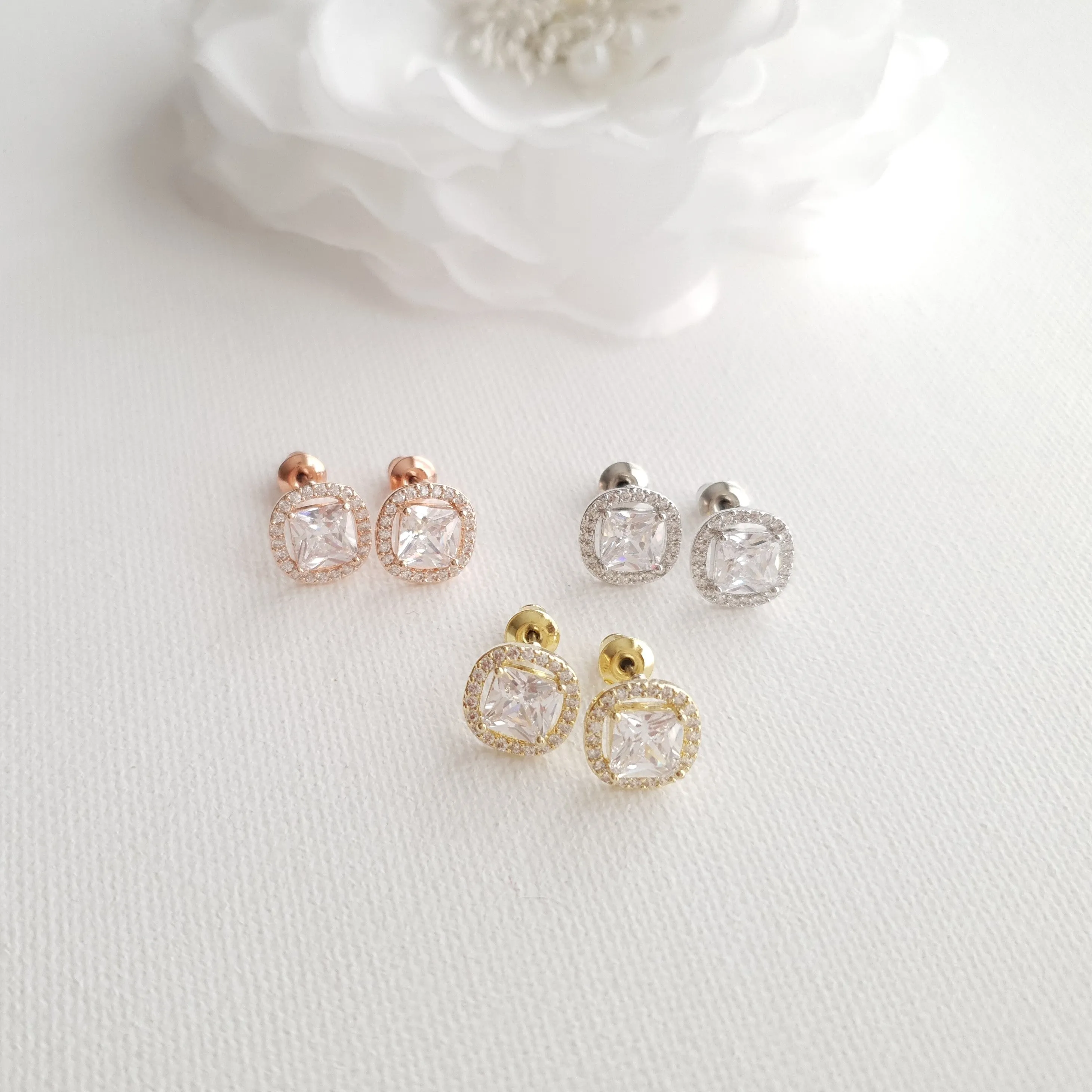 Stud Earrings for Bridesmaids Silver-Piper