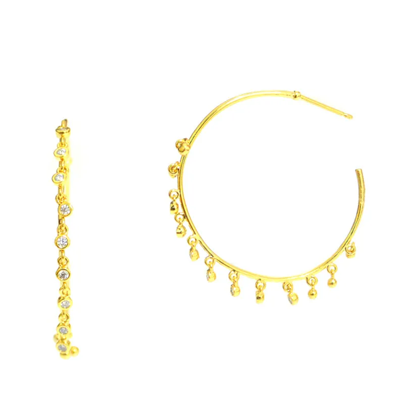 TAI RITTICHAI Multi-Drop Gold Hoop Earrings