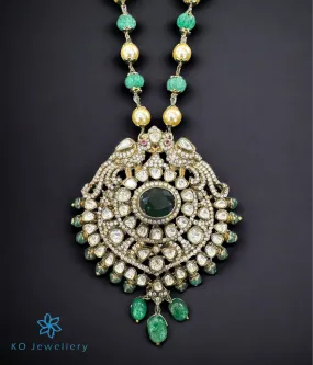 The Aalia Silver Victorian Pearl Peacock Necklace