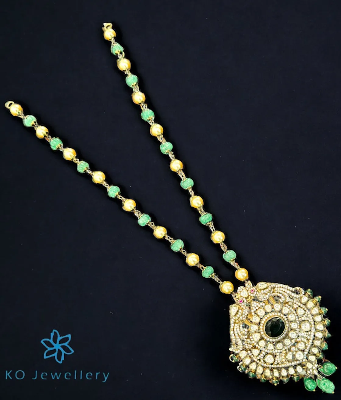 The Aalia Silver Victorian Pearl Peacock Necklace