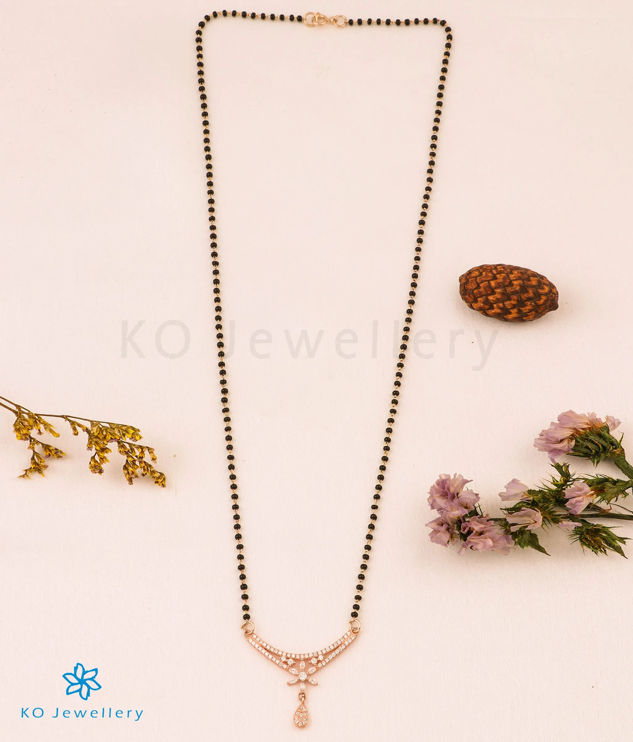 The Avika Silver Rosegold Mangalsutra Set