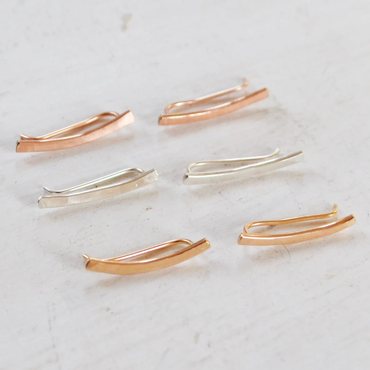 The Mini Minimalist Ear Climber, Gold, Rose Gold, and Sterling