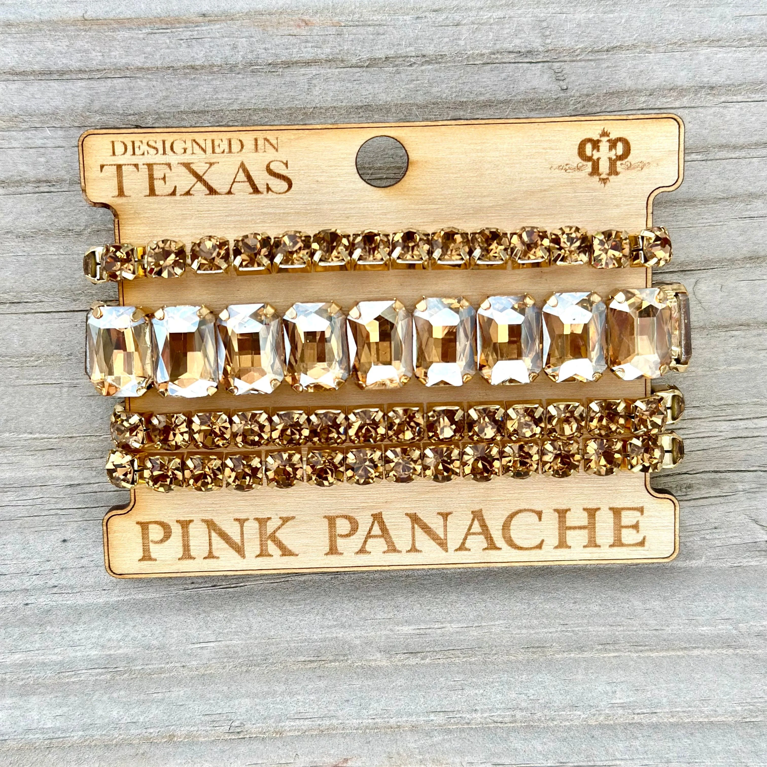 The  Pink Panache New Gold Amber Stack Bracelet Set