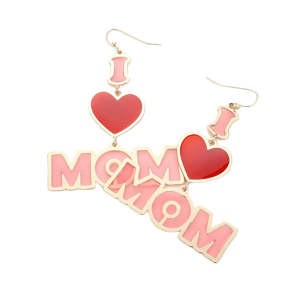 Translucent I LOVE MOM Message Dangle Earrings