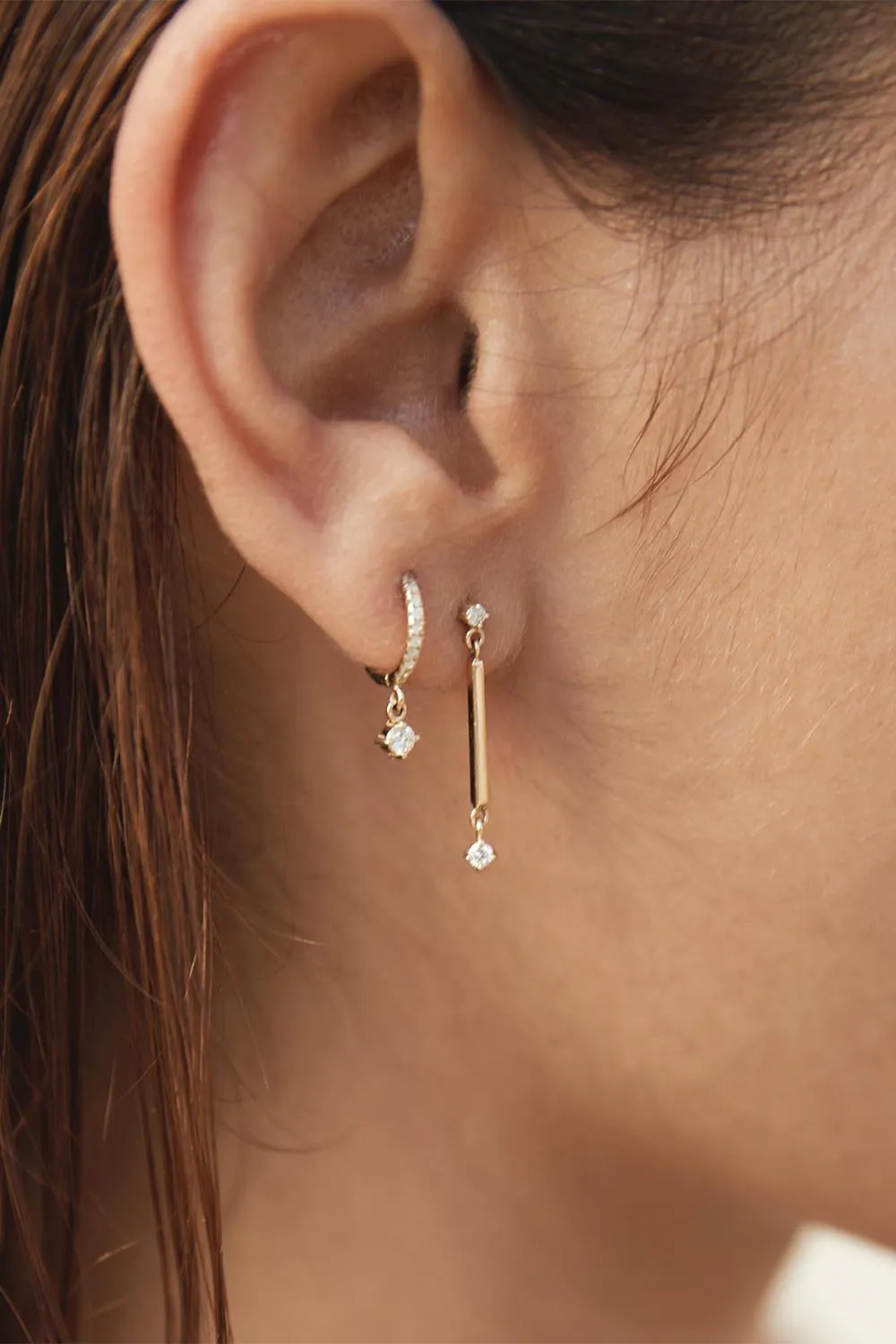 Two Prong Diamond Drop Earrings