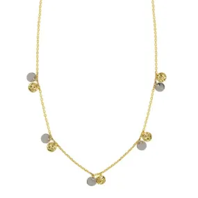 TWO TONE DISCS NECKLACE 14K