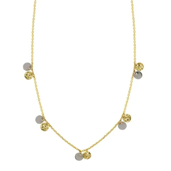 TWO TONE DISCS NECKLACE 14K