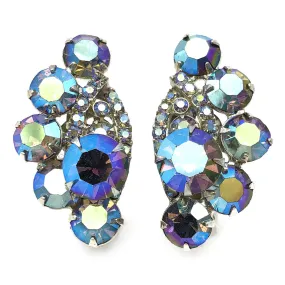 【USA輸入】ヴィンテージ オーロラ ラインストーン イヤリング/Vintage Aurora Rhinestones Clip On Earrings