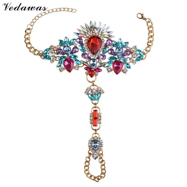 Vedawas Bohomian Fashion Jewelry Multicolor Crystal Choker Maxi Necklace Bracelets Body Statement Chain Necklace For Women 2178