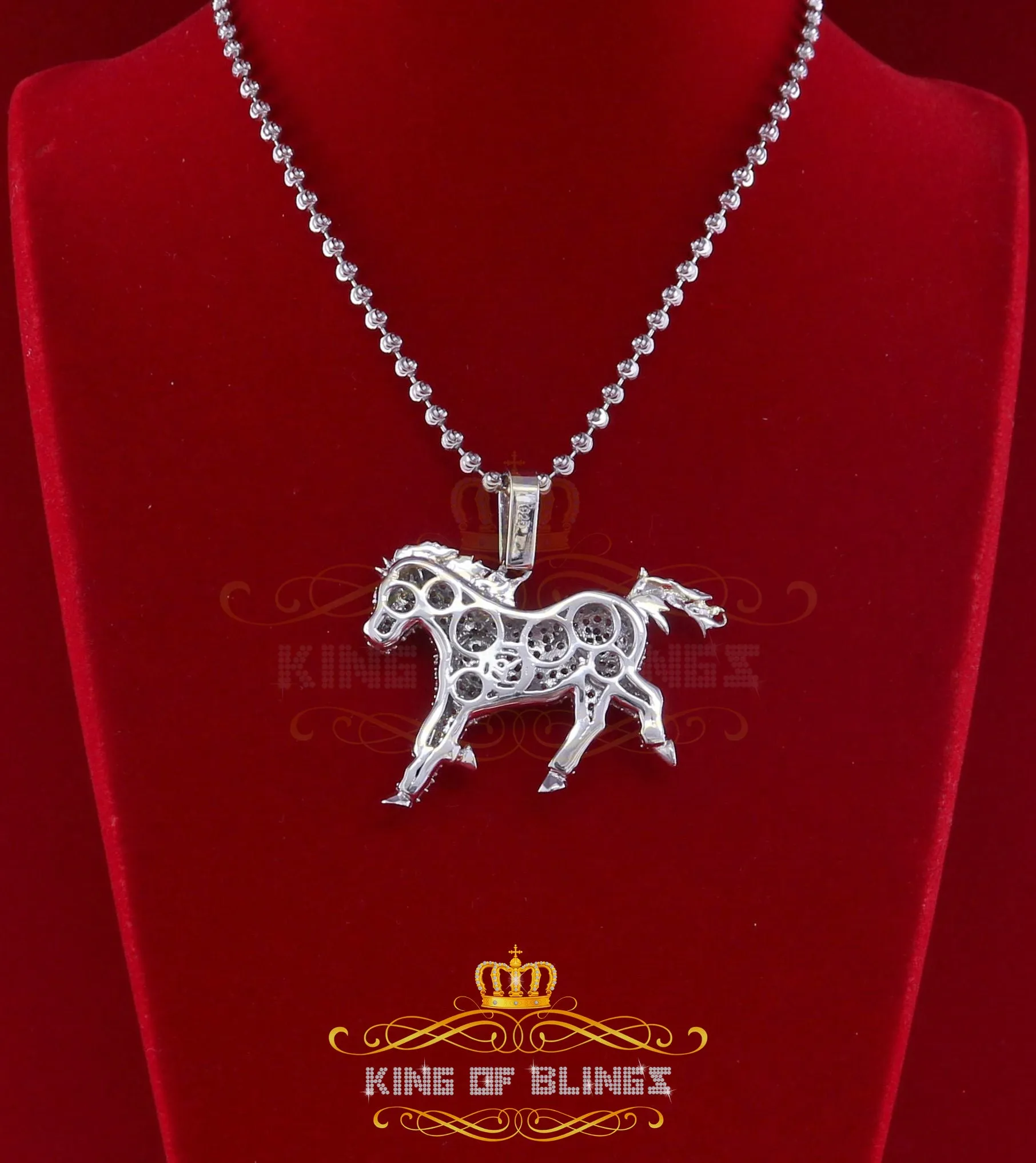 White Special 925 Sterling Silver Horse Shape Pendant with 8.30ct Cubic Zirconia