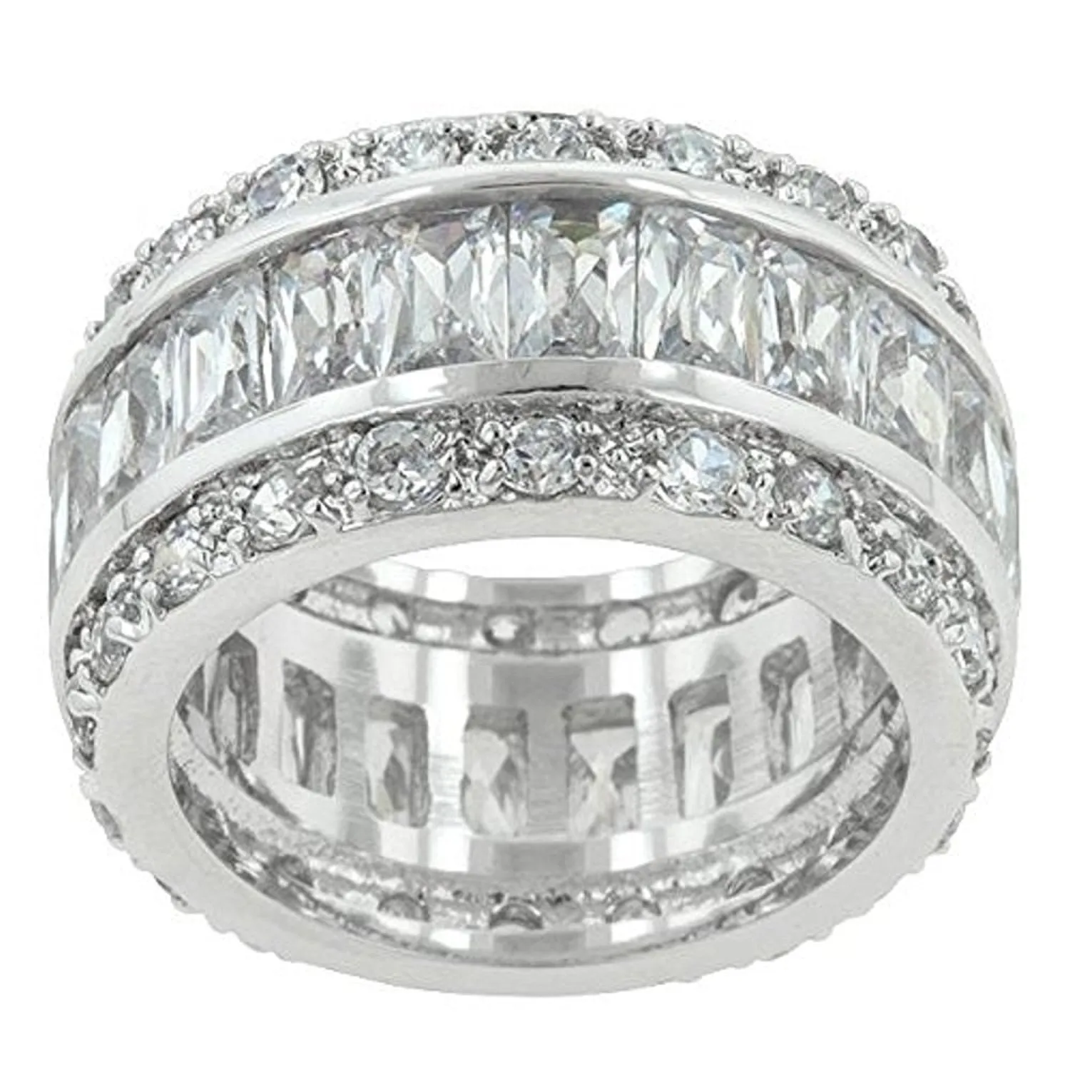 WildKlass Triple Row White Zircon Eternity Ring